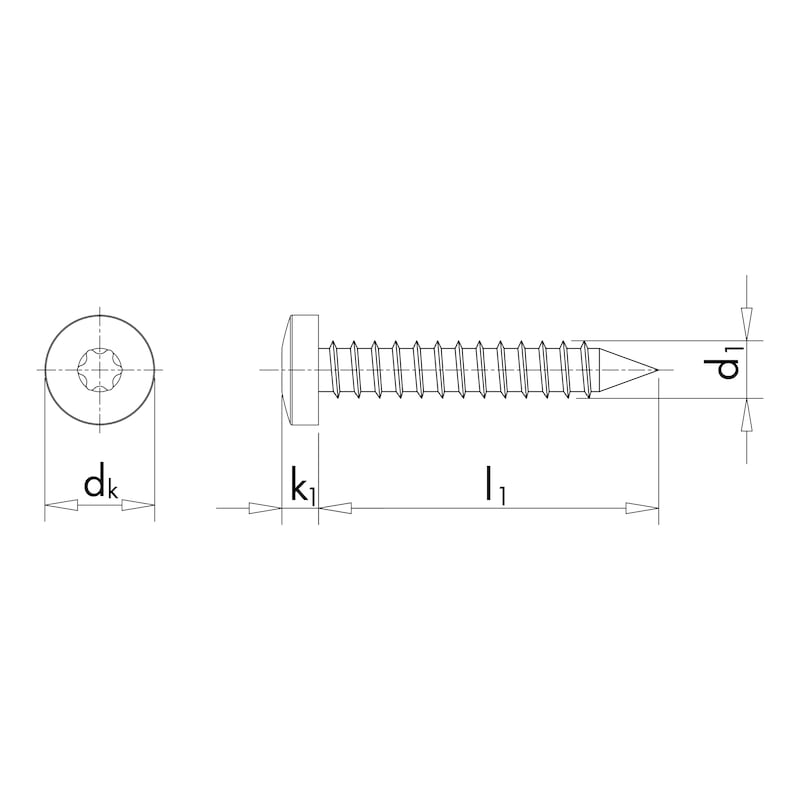Linsen-Blechschraube Form C mit AW-Antrieb, 3,5x16 mm