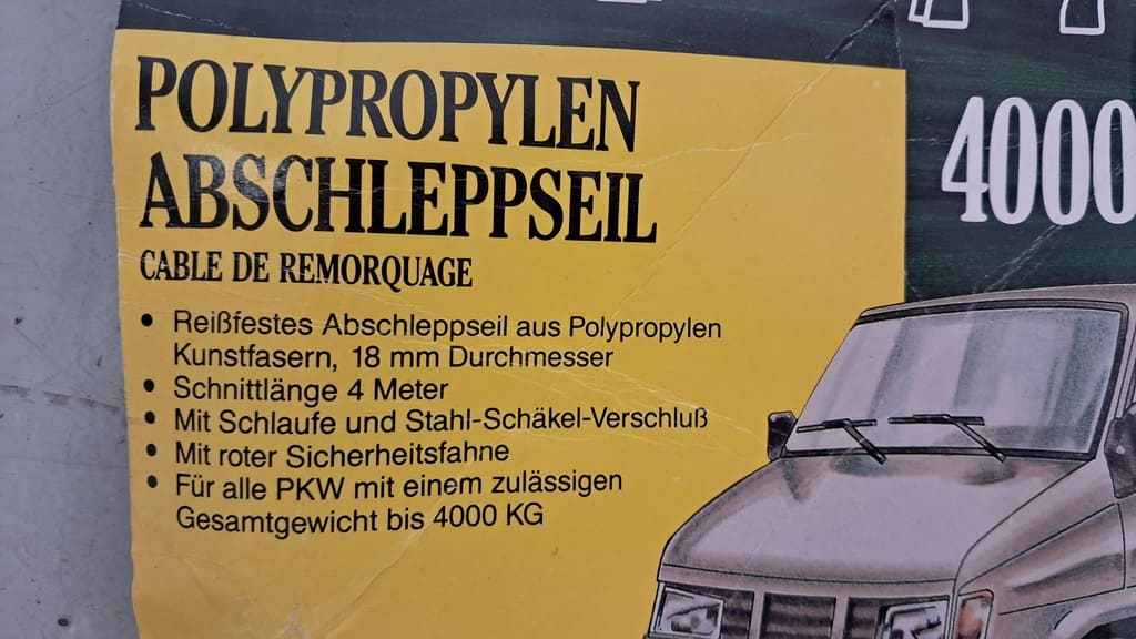 UMBO Abschleppseil Polypropylen 4000 kg – 4 m