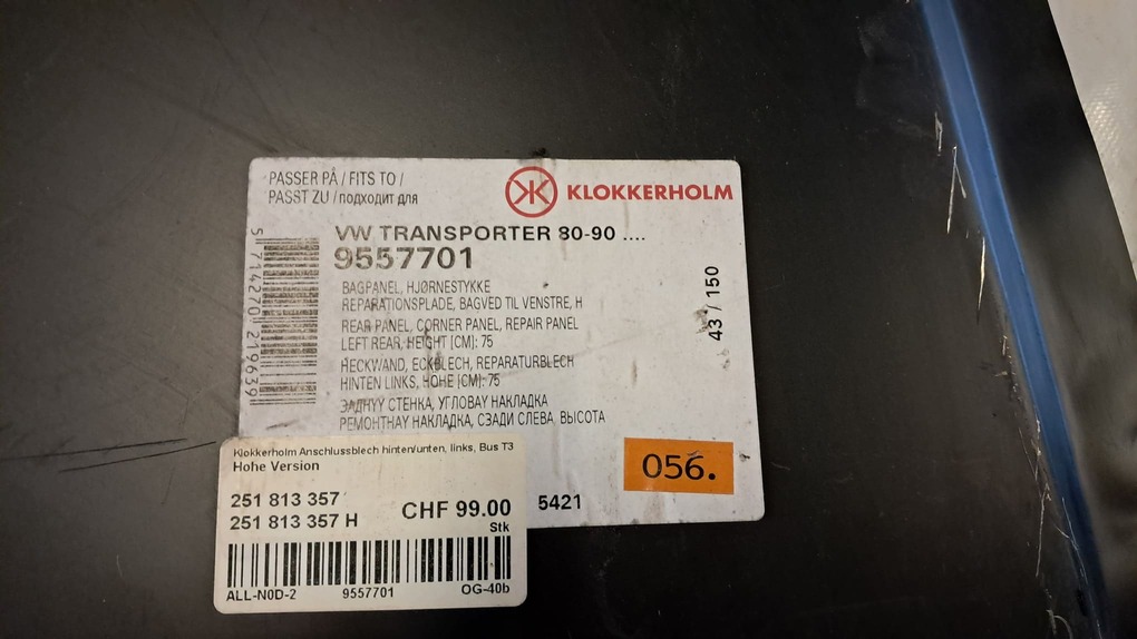 Reparaturbleche Carrosserie für VW T3 Transporter (Baujahr 1980–1990)