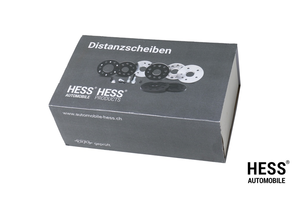 HESS Distanzscheiben 10mm, LK 5/112, schwarz, 2er Set exkl. Befestigungsschrauben