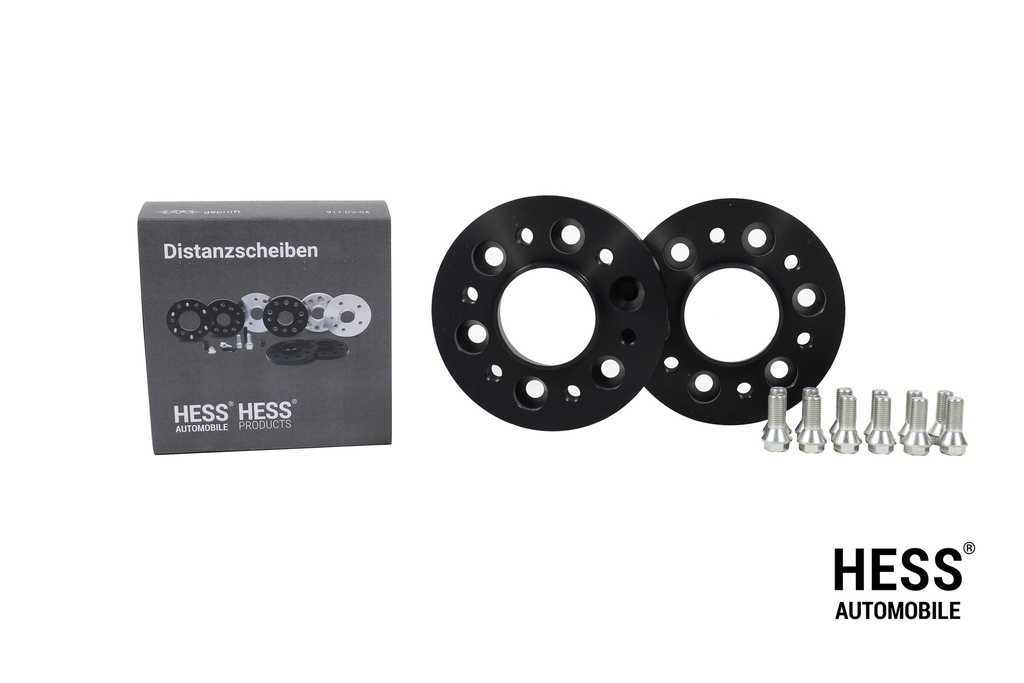 HESS Distanzscheiben 20mm, LK 6/130, schwarz, 2er Set inkl. Befestigungsschrauben