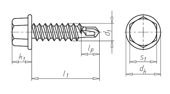 Bohrschraube Sechskantkopf m. Flans