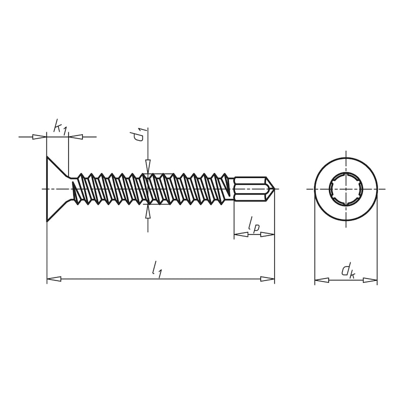 Bohrschraube Senkkopf mit AW-Antrieb 4,2X25mm