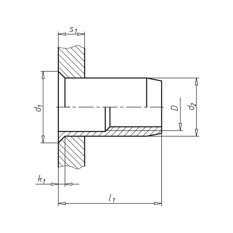 Einnietmutter Senkkopf, 11,0x21,5mm-M8