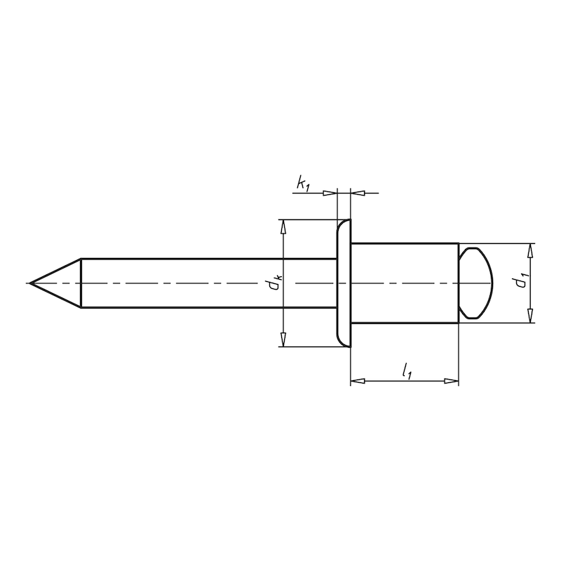 Blindniet offen mit Sollbruchdorn &amp; Flachkopf, 4,0X8mm