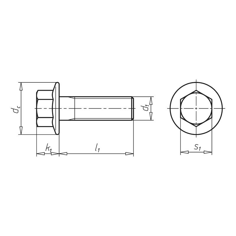 6KT-Schraube mit Flansch nach MBN-Norm, M12x1,5x70mm