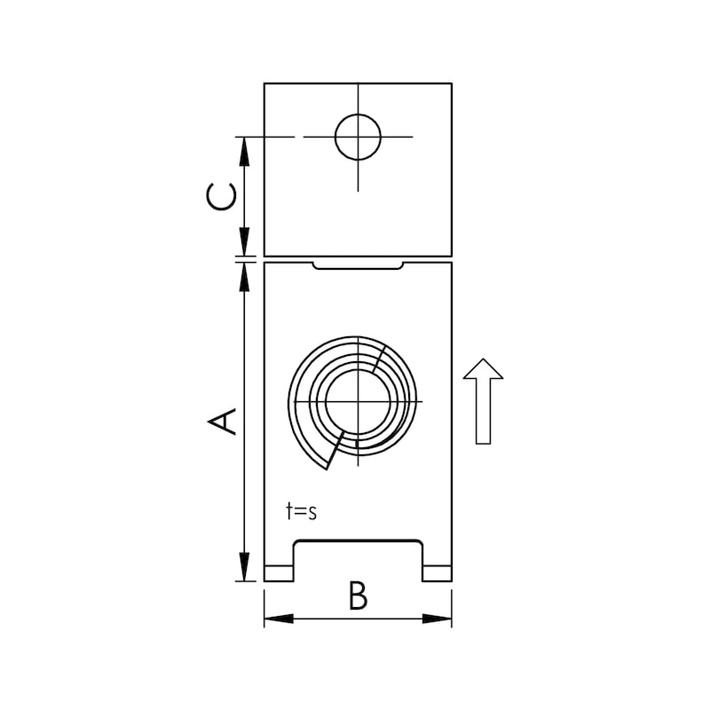 Blechmutter verkürzte hintere Kralle, D6,5mm