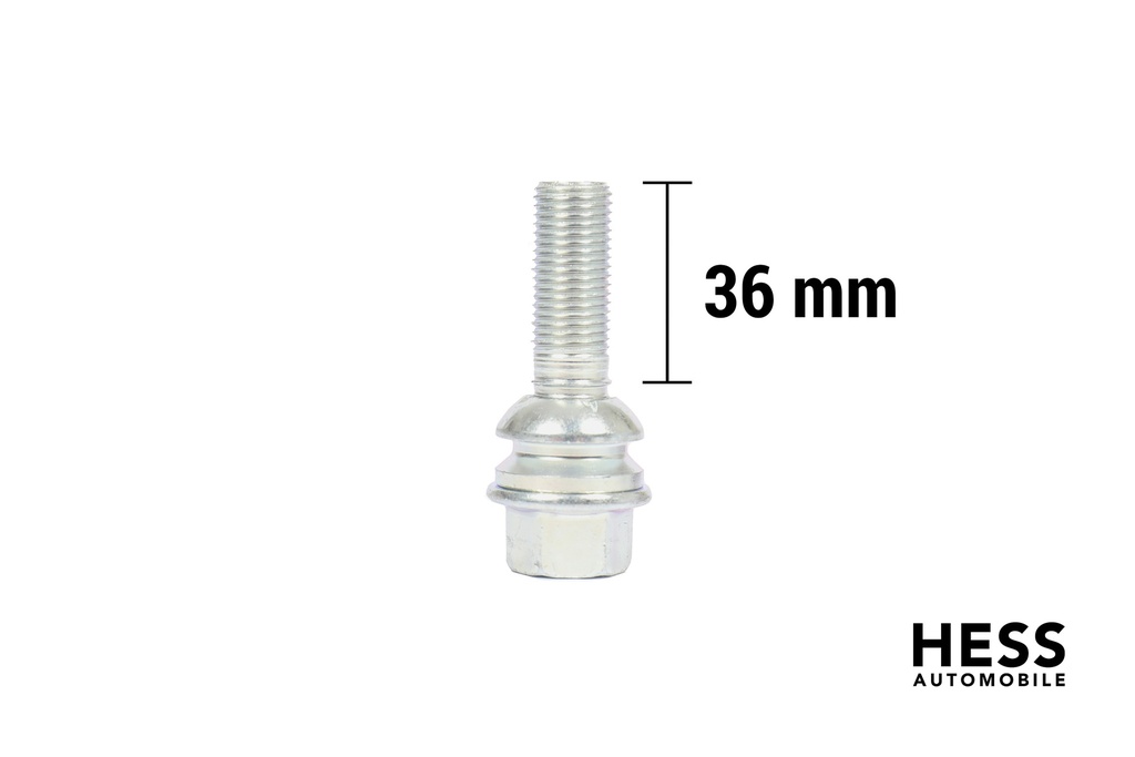 Radschraube M14x1.5 L36 KH29 SW19 Kugel R14 (Kalotte) verzinkt grau