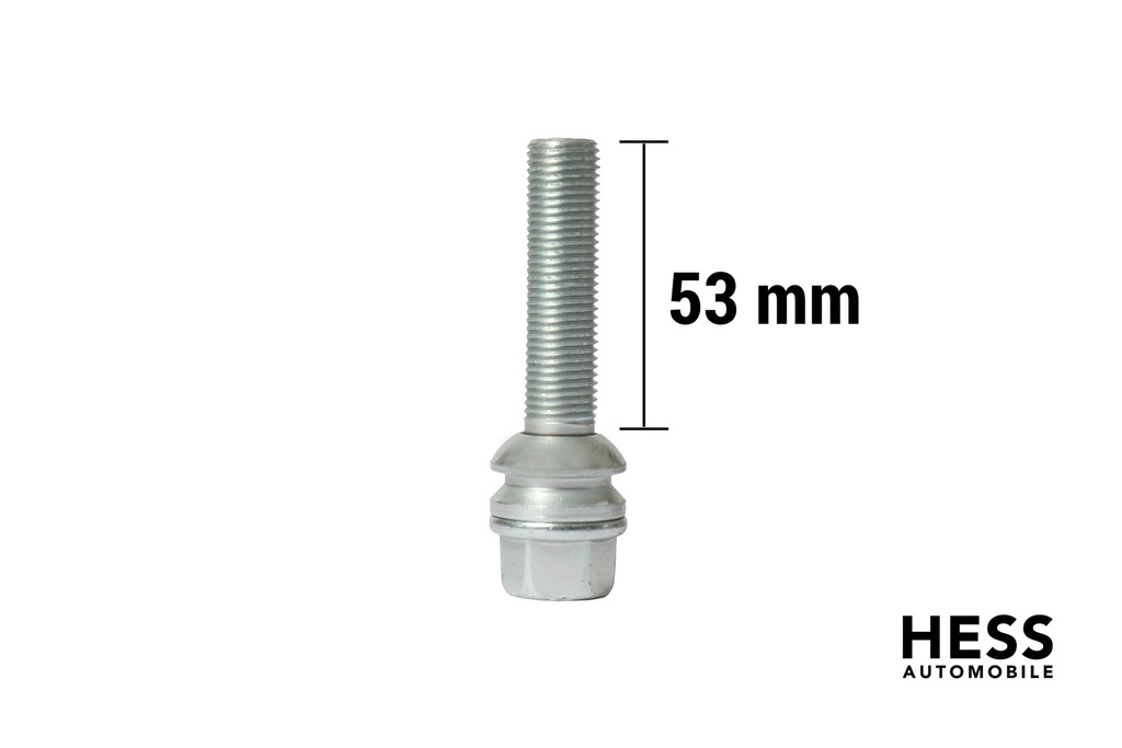 Radschraube M14x1.5 L53 KH29 SW19 Kugel R14 (Kalotte) verzinkt grau