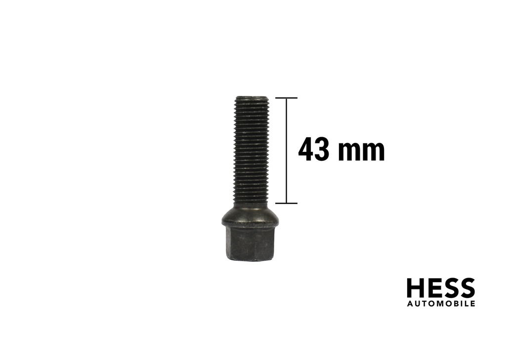 Radschraube M14x1.5 L43 KH20 SW17 Kugel R13 verzinkt schwarz