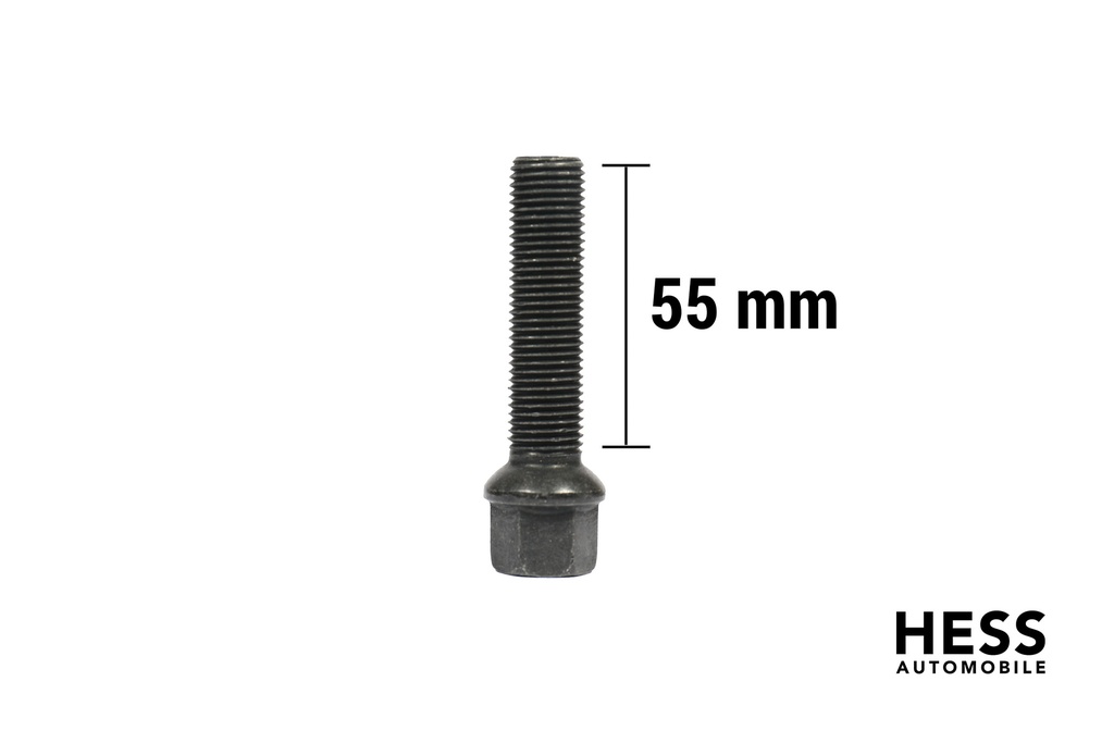 Radschraube M14x1.5 L55 KH20 SW17 Kugel R13 verzinkt schwarz