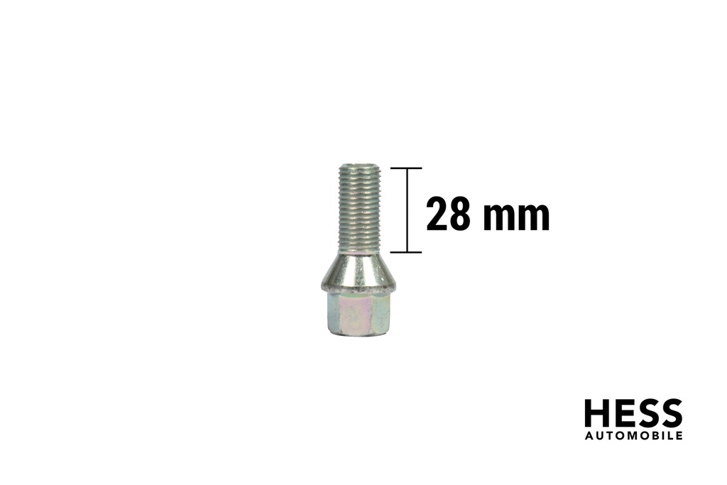 Radschraube M14x1.5 L28 KH24 SW17 Kegel 60° verzinkt grau