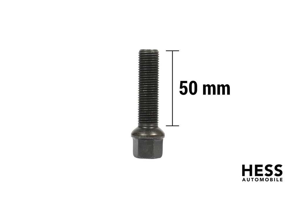 Radschraube M14x1.5 L50 KH19 SW17 Kugel R13 verzinkt schwarz