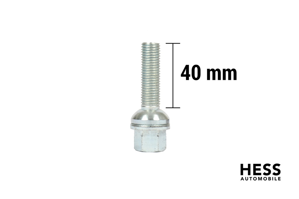 Radschraube M12x1.5 L40 KH24 SW17 Kugel R13 (Kalotte) verzinkt grau