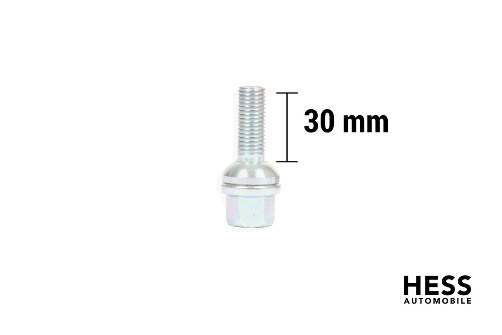 Radschraube M12x1.5 L30 KH24 SW17 Kugel R13 (Kalotte) verzinkt grau