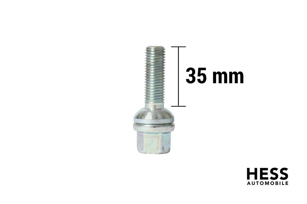 Radschraube M12x1.5 L35 KH24 SW17 Kugel R13 (Kalotte) verzinkt grau