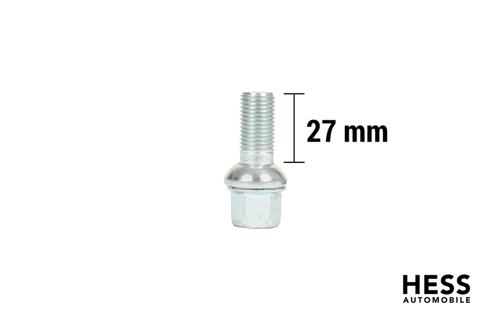 Radschraube M14x1.5 L27 KH24 SW17 Kugel R13 (Kalotte) verzinkt grau