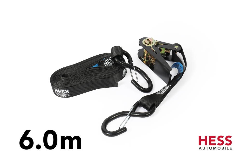 Spanngurt mit Ratsche Haken 6.0m schwarz