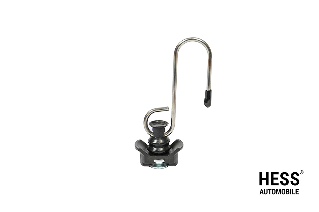 Airline Fitting aus Kunststoff mit Haken, schwarz