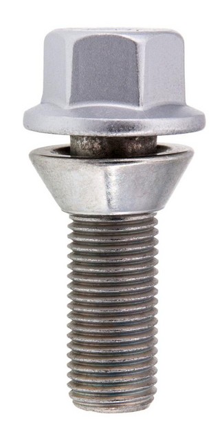 Radschraube M14x1.5 L36.5 KH25 SW19 Kegel 60° (Kalotte) verzinkt grau