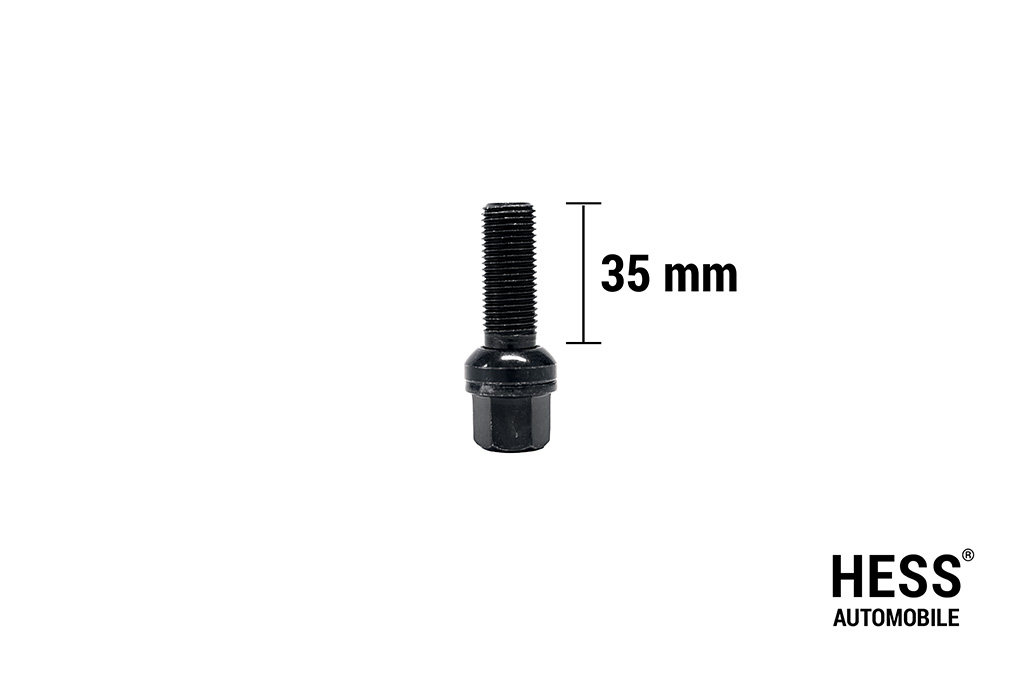 Radschraube M14x1.5 L35 KH25 SW17 Kugel R14 (Kalotte) schwarz