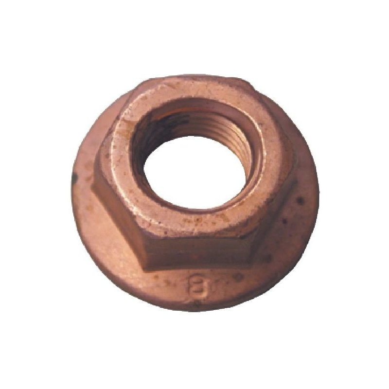 Auspuffmutter mit Flansch, Stahl 6, Verkupfert, M10