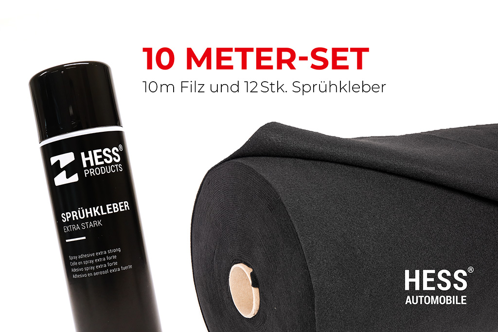 Fahrzeugdämmung-Set — 10m Filz, 12x Sprühkleber