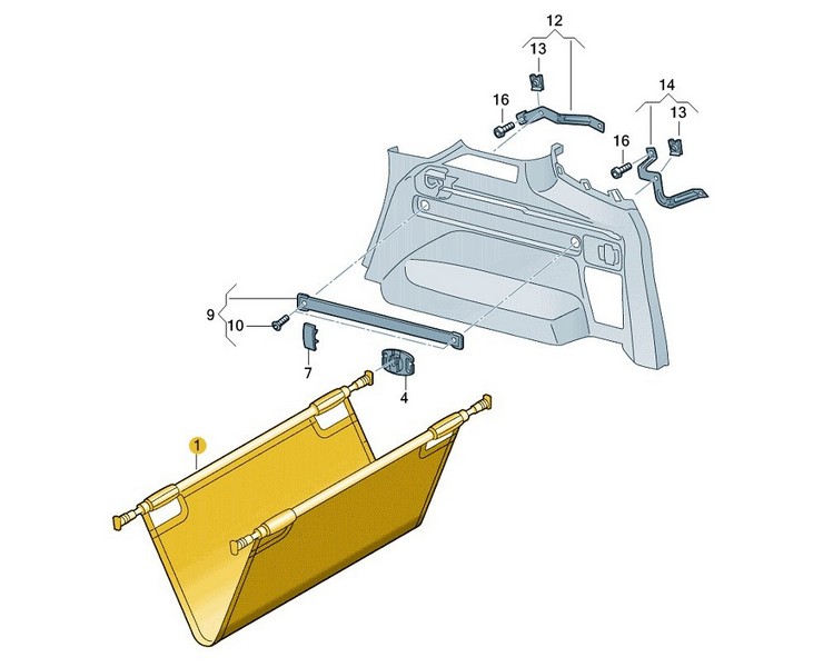 Gepäckteleskopsicherung Kofferraum Original VW Touran Nachrüstung