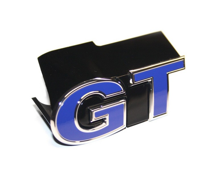 GT Schriftzug Original VW Polo 6R GT Emblem Tuning Kühlergrill Chrom / Ultramarinblau