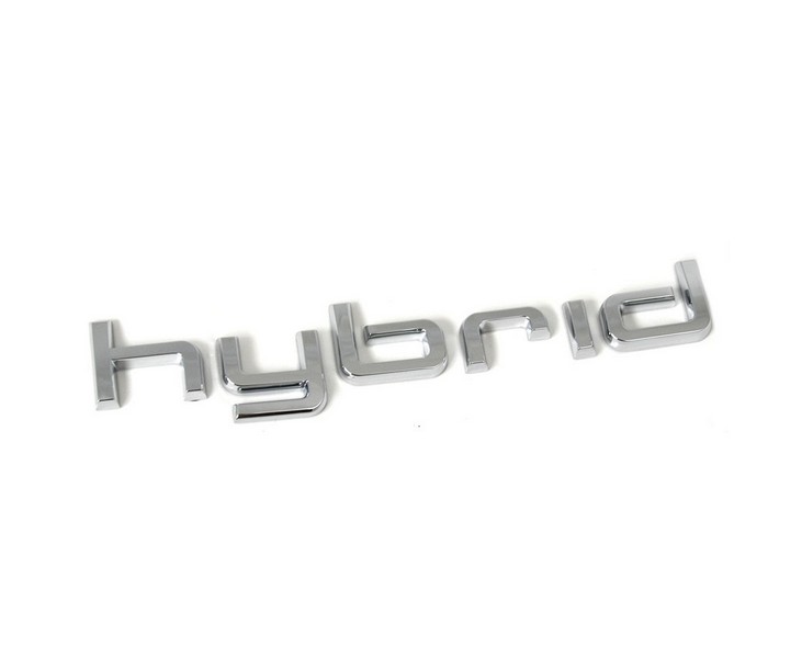 Original Audi Hybrid Schriftzug hinten Heckklappen Exterieur Emblem Logo Chrom