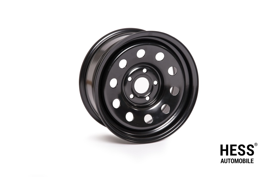 HESS H27, 15 Zoll, Steel Round Black, Felge im Offroad-look für VW Golf I-III, Jetta, Caddy I