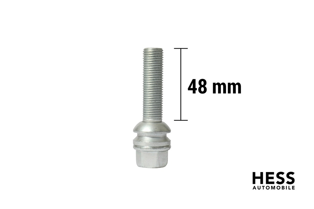 Radschraube M14x1.5 L48 KH29 SW19 Kugel R14 (Kalotte) verzinkt grau